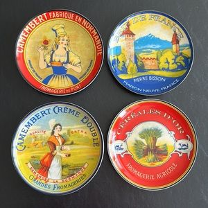 Pier 1 Imports French Cheese Course Porcelain Plates Set of 4 Vintage Style 6.5”
